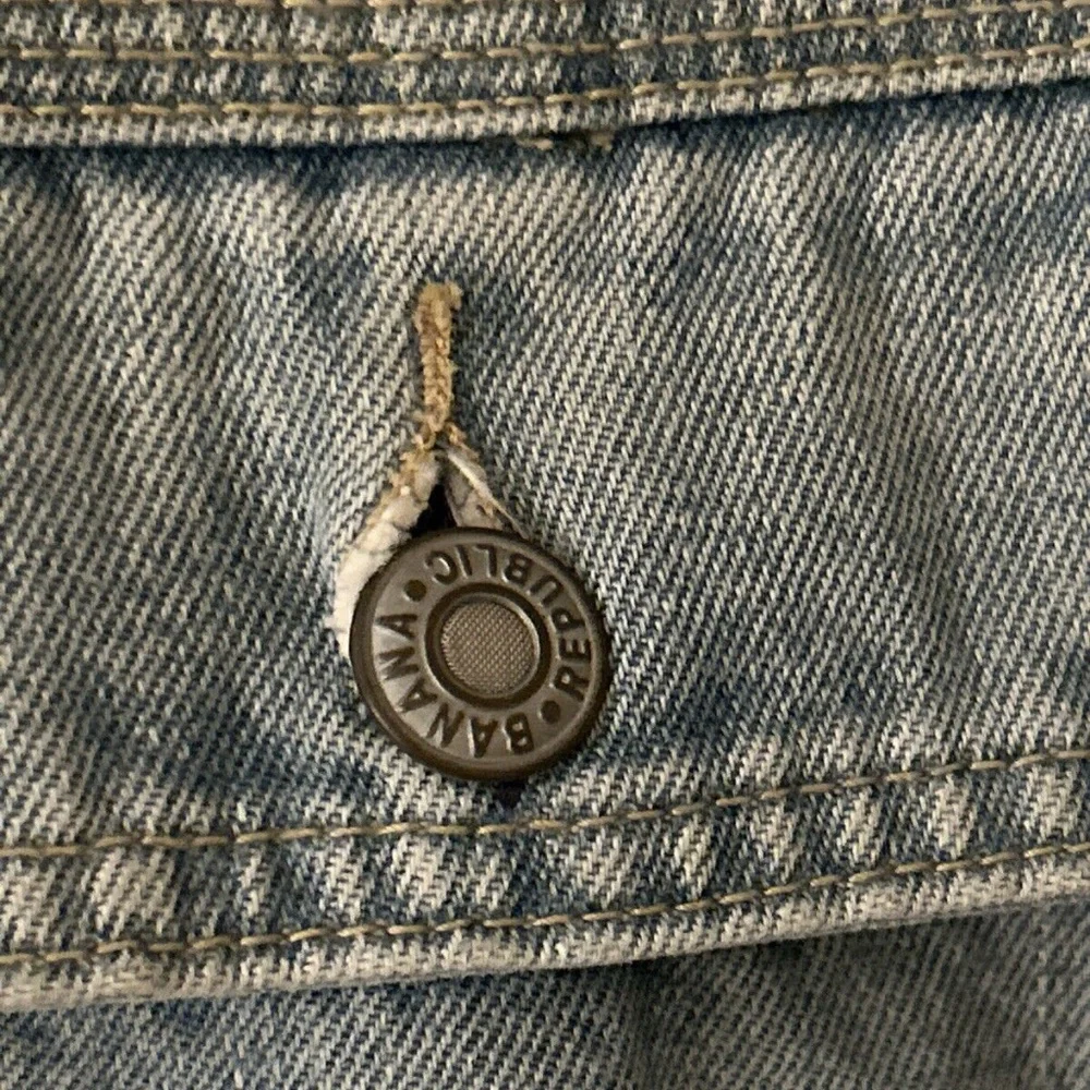 Banana Republic Men’s Size XL Denim Button Front Blue Jean Jacket Tan Collar